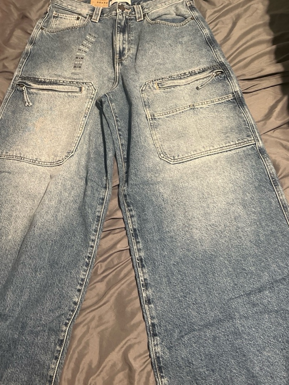 PacSun Men's Washed Blue Cargo Jeans